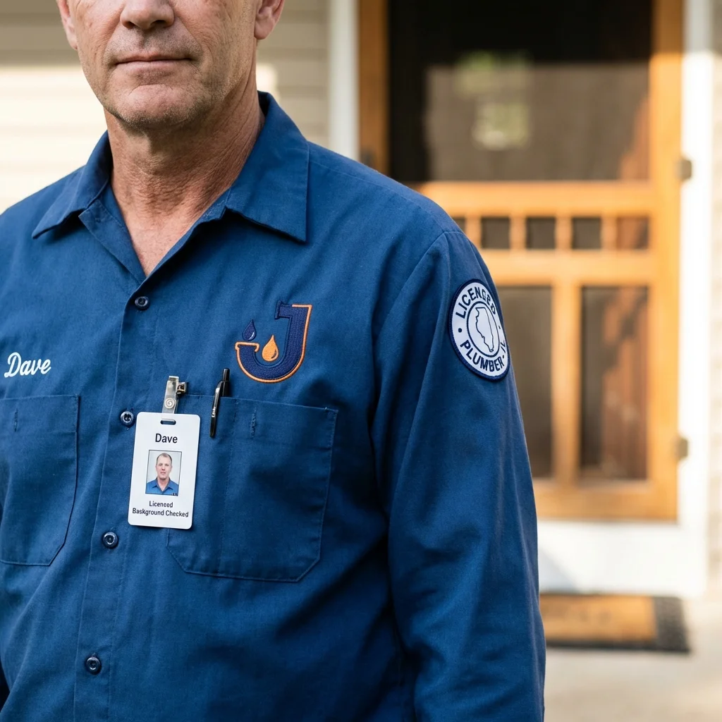 Licensed plumber showing ID badge in Riddle, OR