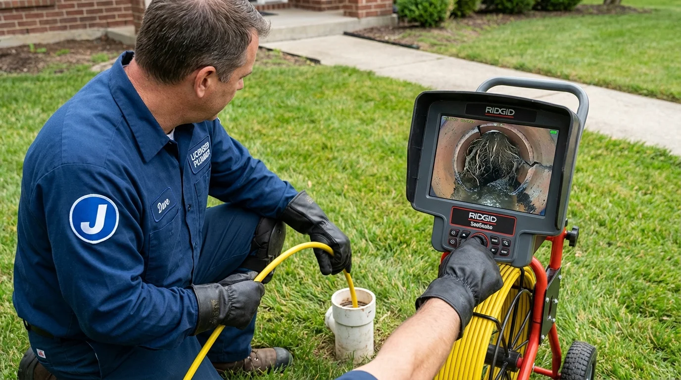 Sewer camera inspection being performed by Johns Plumbing LLC in Riddle