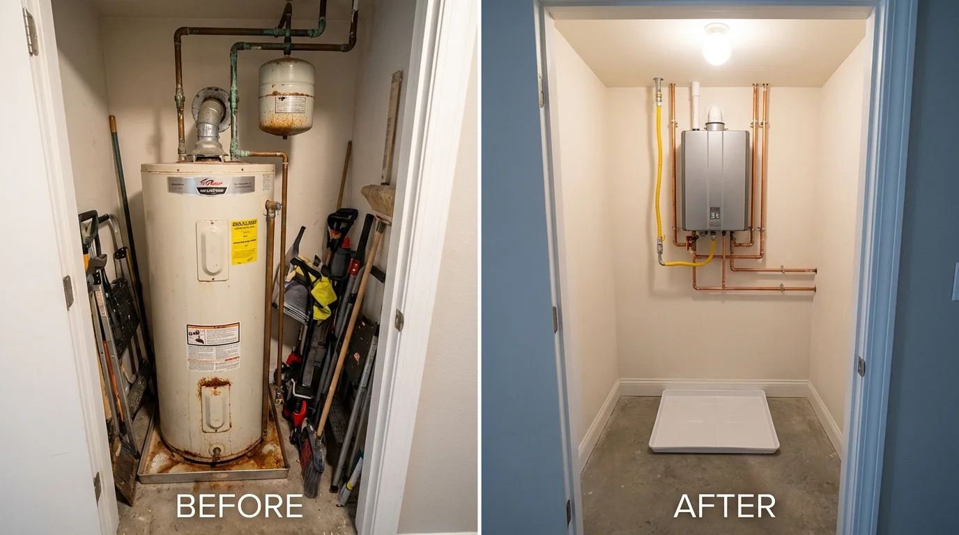Tank water heater versus wall-mounted tankless unit comparison for Riddle, OR homeowners