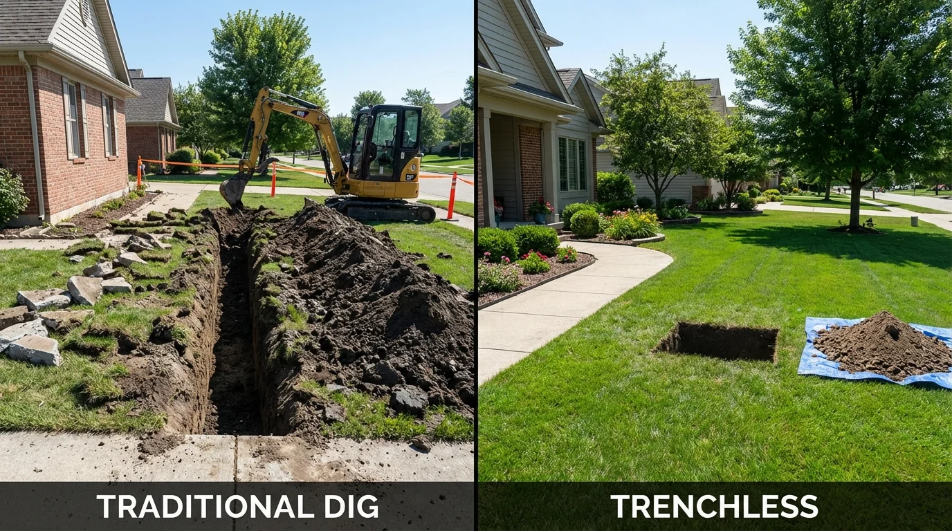 Trenchless sewer repair with minimal yard damage versus traditional excavation in Riddle, OR